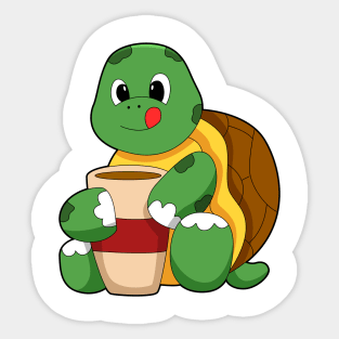 Turtle with Cup of Coffee Sticker